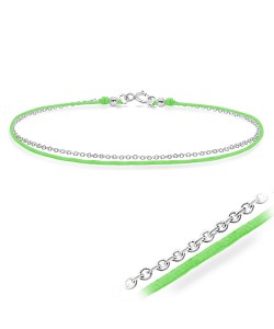 Green Shiny Rope with Silver Balls  Anklet ANK-103